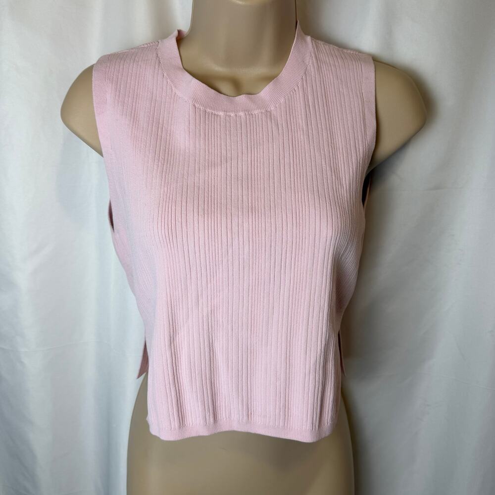 House of Harlow 1960 Pink Ribbed Sleeveless Knit Top Side Slits Size S Fairy
